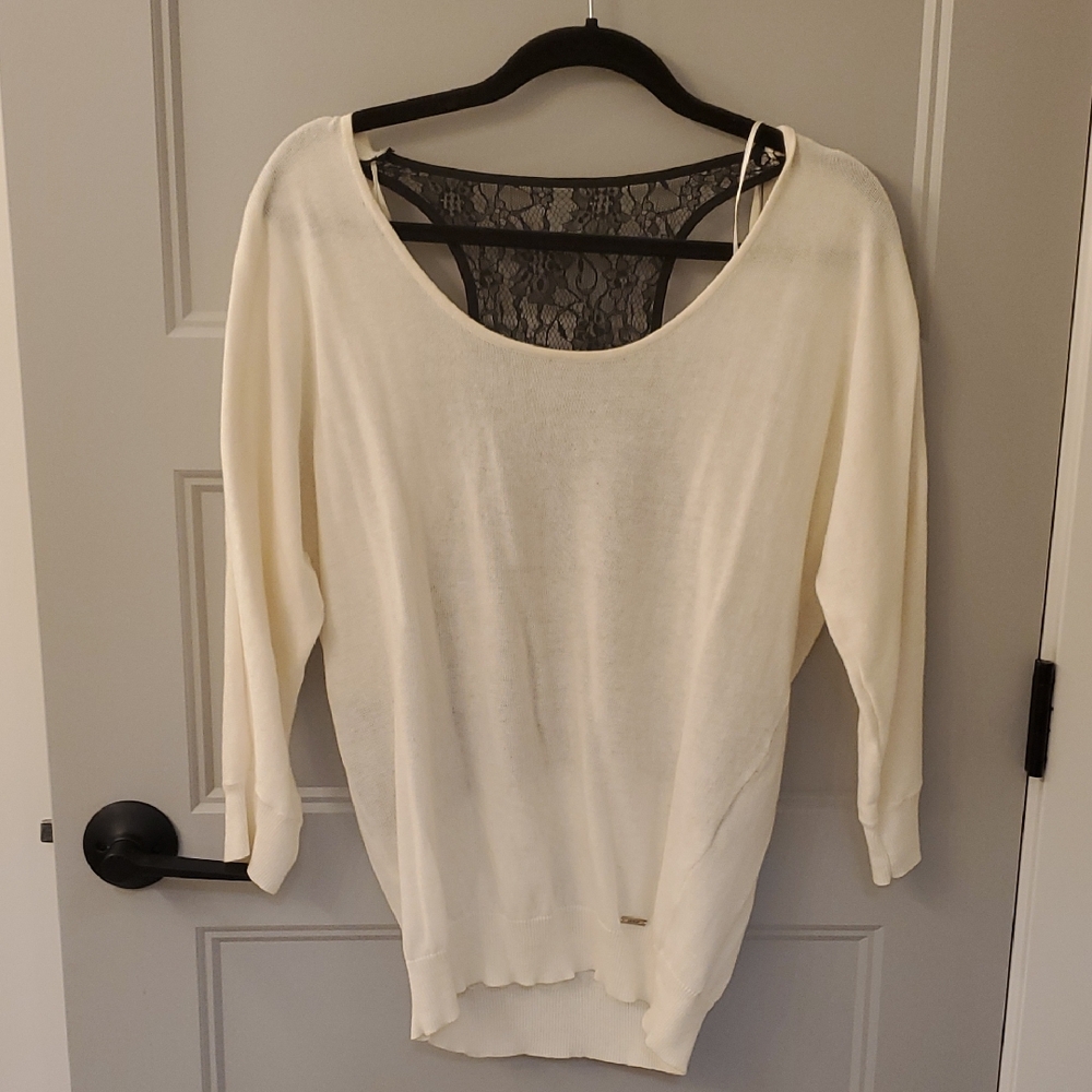 Guess Cream Lace Back Top